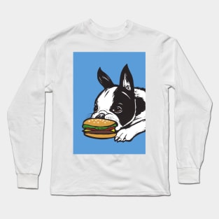 Boston Terrier Cheeseburger Long Sleeve T-Shirt